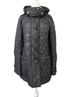 Burberry Brit Quilted Toggle Coat Womens Size Small Black Nova Check Lining